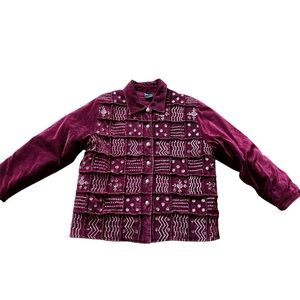 POETICA padded velvet embroidered Burgundy Jacket. Large